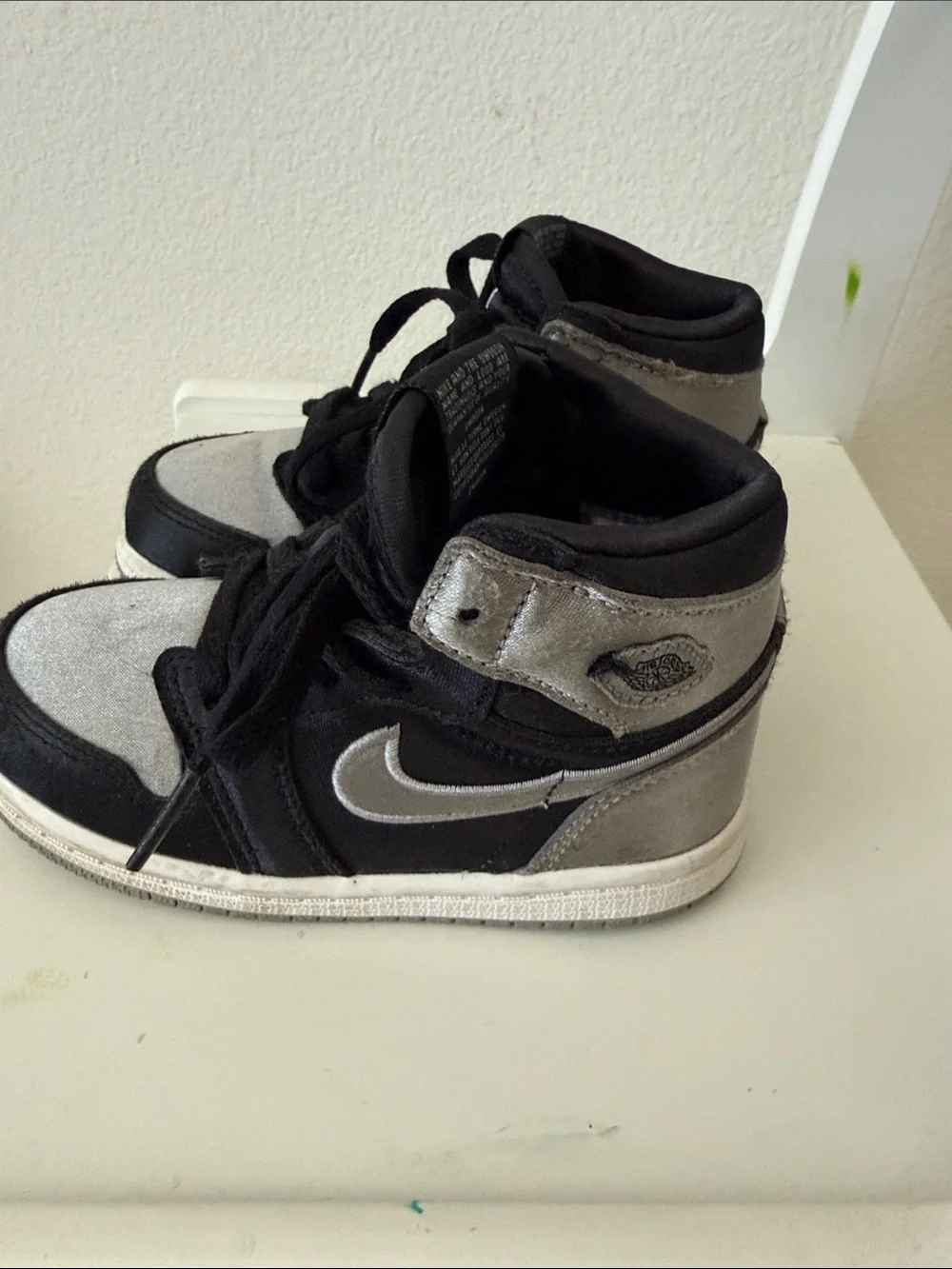 Nike Kids High-Top Sneakers in Black and Silver Metallic